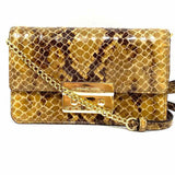 Michael by Michael Kors Beige Flap Snake Print Leather Crossbody
