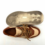 Mario Valentino Minerva Women's Beige Brown Size 6.5 Leather Monogram Sneakers