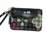 Coach Madison Op Satin Gray Rectangular Monogram Wristlet