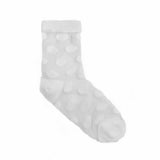7DAYSSOCKS Women's White Cotton/Spandex Sheer Polka Dot Socks