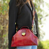 OLD TREND Gypsy Soul Red Hinged Leather Satchel
