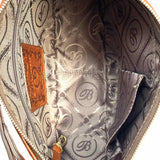 Brighton Coated Canvas Beige Crescent Shoulder Bag