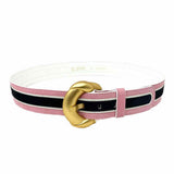 ESCADA Pink/Black 44 in Stripe Leather Belt