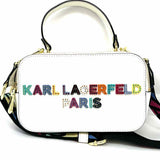 Karl Lagerfeld White Top Handle Logo Crossbody