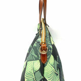 Dooney & Bourke Coated Canvas Black Green Dome Banana Leaf Satchel