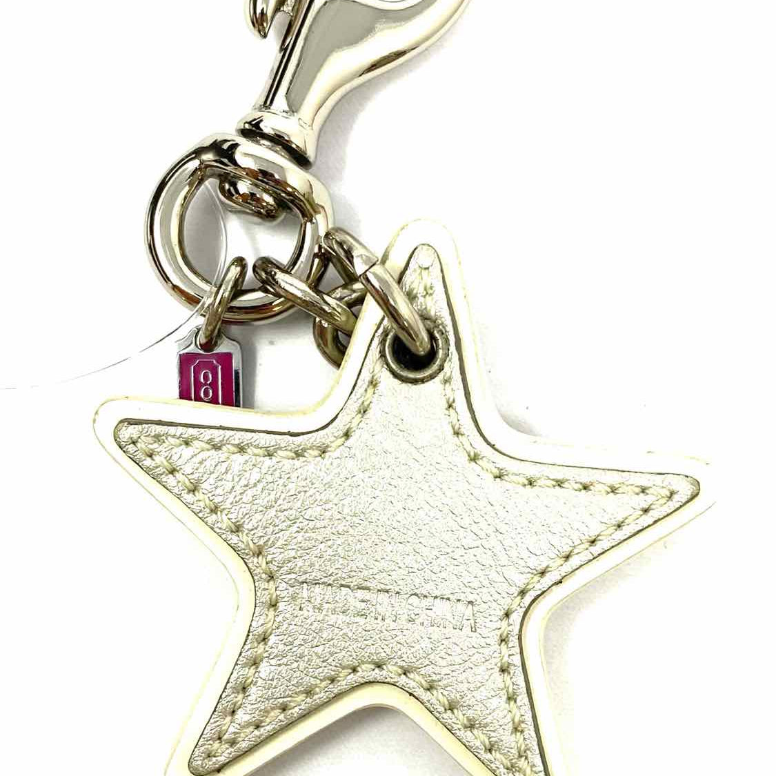Coach White Silver Tone Star Metallic Key Chain