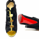 Christian Louboutin Women's Black Size 35.5/5.5 Ankle Suede Buckle Bootie