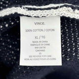 Vince Women's Navy White Size XL Boatneck Cotton Honeycomb Sweater