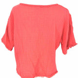 Eileen Fisher Women's salmon Size XXS Gauze Raw Hem Short Sleeve Top