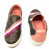 LOUIS VUITTON Frontrow Women's Brown Pink Sz 36/6 Slip-On Coated Canvas Sneakers