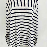 Eileen Fisher Women's Navy/White Size 3X Scoop Neck Stripe Long Sleeve