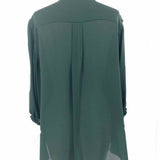 TWP Women's Dark Green Size L Button Down Silk Long Sleeve
