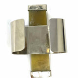 Statement Stainless Steel Silver tone Oversized Geometric Horn Cuff