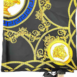 Versace Silk Black Yellow Square 34" Baroque Medusa Scarf