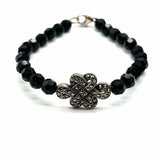 Judith Jack 925 Sterling Silver Beaded 7" Knotted Marcasite Bracelet