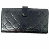 Chanel 2011 Classic Long Flap Black Quilted Caviar Leather Wallet