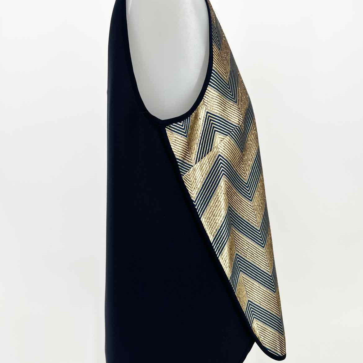 J Crew Women's Navy Gold Size 6 Chevron Sleeveless