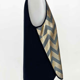 J Crew Women's Navy Gold Size 6 Chevron Sleeveless