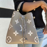 LOUIS VUITTON 2026 NeoNoe MM Giant Bicolour Cream Empreinte Leather Satchel