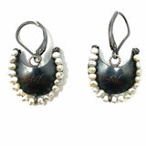 artisan AW Metal Gunmetal Color Shield Pearl Earrings