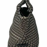 Naghedi St. Barths Small Neoprene Gunmetal Woven Glitter Satchel w/ Pouch
