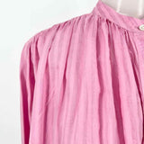 mii Women's Pink Size S Button Down Silk Blend Stripe Long Sleeve