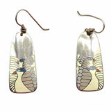 Laurel Burch Moon Doves White Silver Tone Dangle Bird Earrings