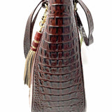 Brahmin Verona Burgundy Croc Embossed Leather Tote
