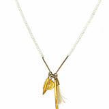 CHAN LUU White Gold Tone Beaded 38" Pendant Necklace