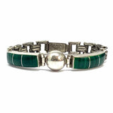 Mexico .925 Sterling Silver Green Malachite Bracelet