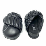 Yume Yume Women's Black Size 7 Oversized Leather Puffy Made in Portugal Mules