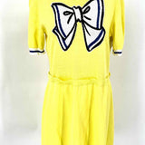 Boutique MOSCHINO Women's Yellow Size 12/XXL Short Sleeve Cotton Bow Dress