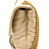 Tory Burch Kira Beige Flap Quilted Leather Shoulder Bag