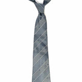 Chanel Silk Gray Logo Metallic Stripe Necktie