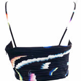 A.L.C. Sula Women's Navy Size 6 Crop Pleated Abstract Sleeveless