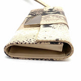 Calvin Klein Black Beige Snake Print Leather Wristlet