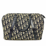 Christian Dior Vintage Boston Canvas Beige Navy Diorissimo Satchel