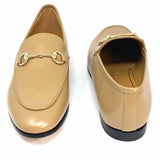 Gucci Real Betis Glamour Women's Beige Size 38/8 Leather Horsebit Loafers