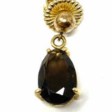 Estate 14k Gold Brown Teardrop Smokey Quartz Earrings