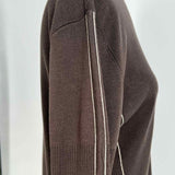 Ellesse Women's Brown Size L Mock Neck Silk Blend Stripe Sweater