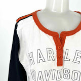 Harley Davidson Women's Black White Size M Henley Logo Long Sleeve