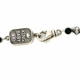 KING BABY 925 Sterling Silver Black Beaded 24" Cross Onyx Made in USA Necklace