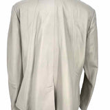 Pure Collection Women's Gray Size 12 Collared Leather Zip Jacket