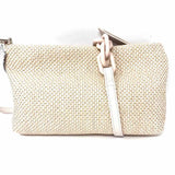 Gianni Chiarini Raffia Cream Zip Top Woven Crossbody