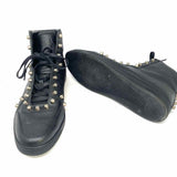 Gucci Men's Black Shoe Size 12 High Top Leather Studded Sneakers