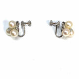 Krementz 14K GP Silver tone Screw-back Cluster Pearl Earrings
