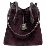 Fendi Origami Medium Tote Deep Plum Purple Suede Tote