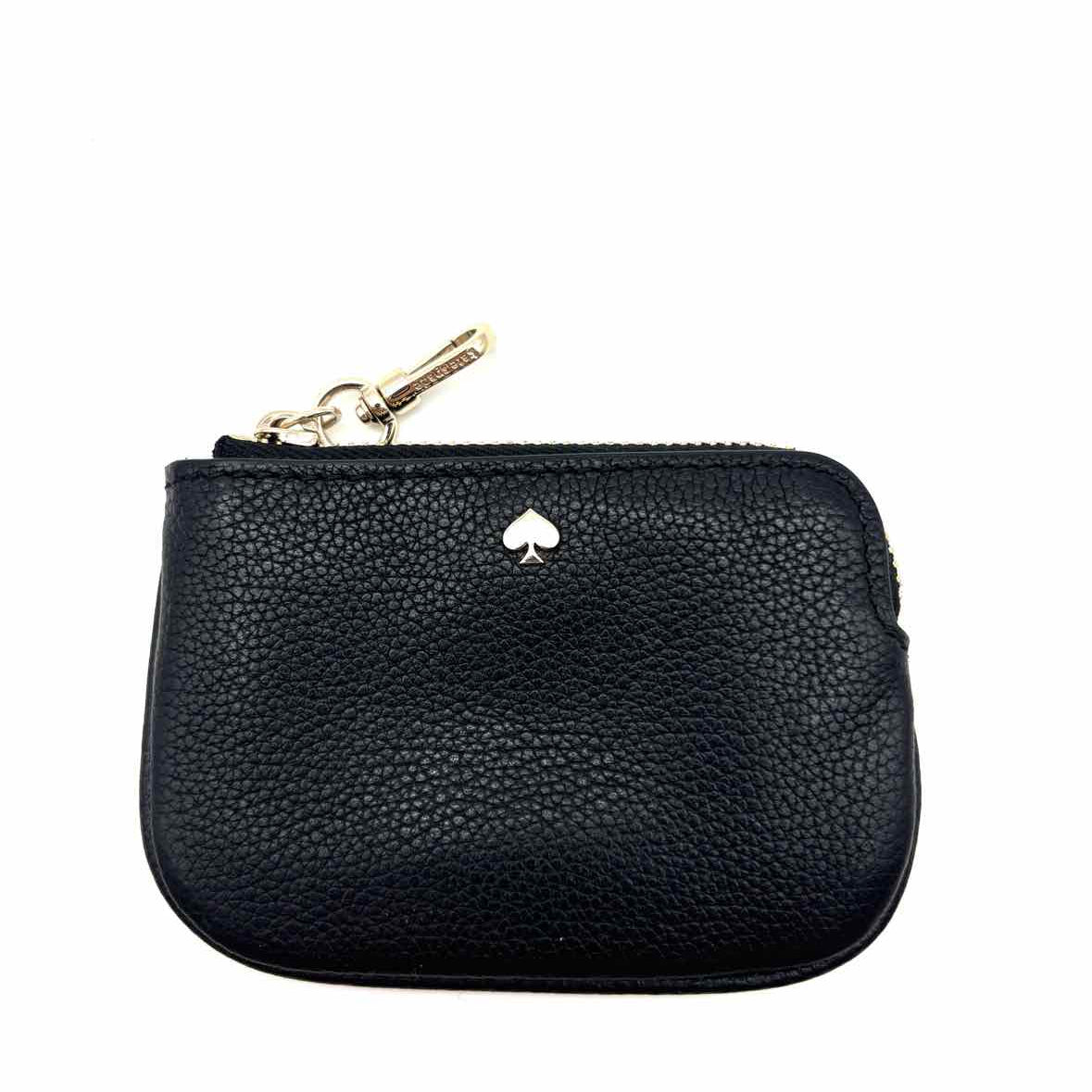 Kate Spade Rosie Clip On Black Zip Pebbled Leather Coin Purse