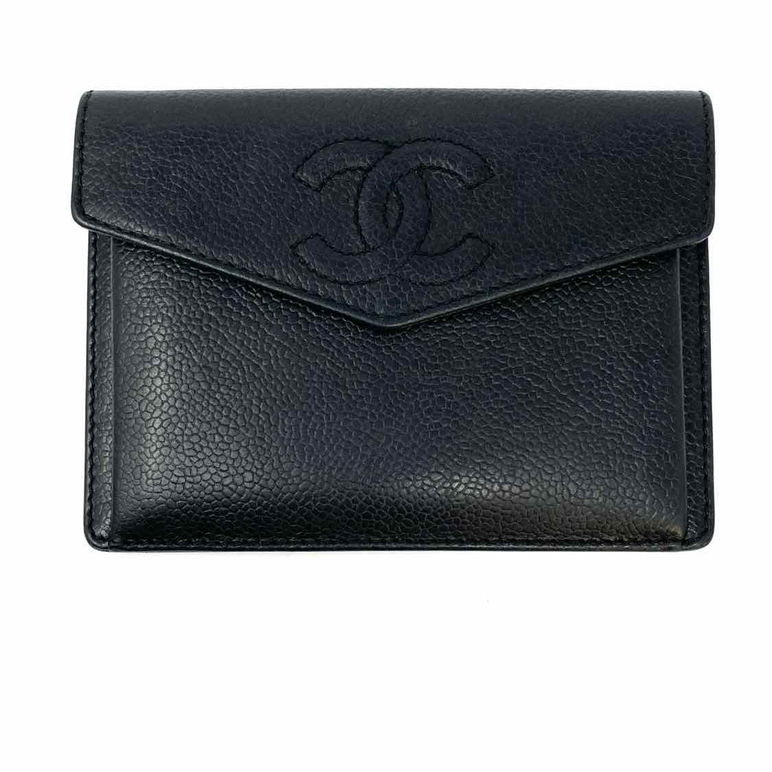 Chanel 1997/99 Black Envelope CC Caviar Leather Wallet