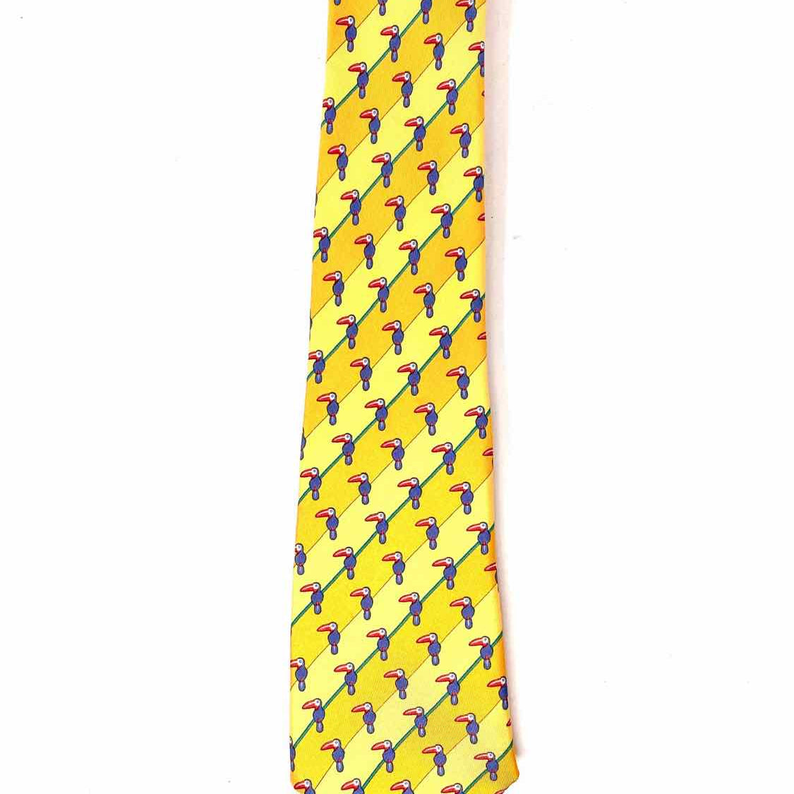 Hermes Silk Yellow Toucan Necktie